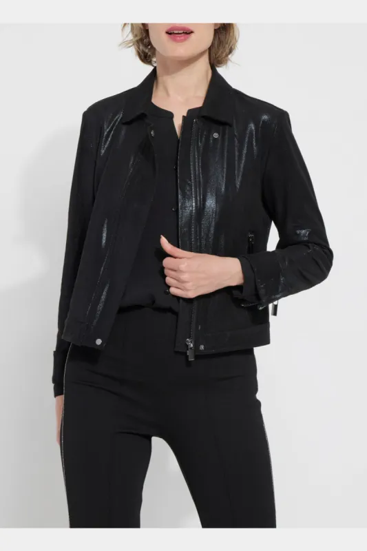 Valencia Patent Foil Vegan Suede Jacket sold by Lord & Taylor