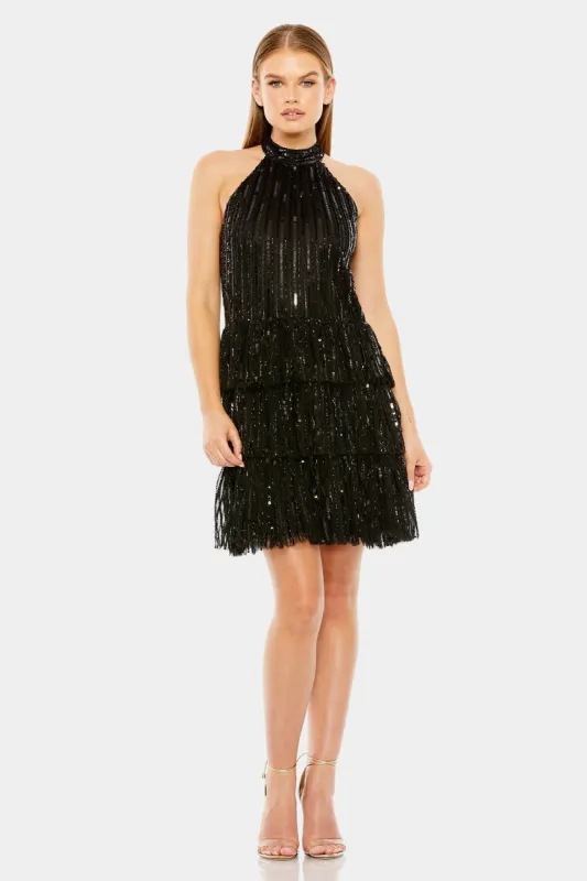 Halter Neck A-Line Tiered Sequin Mini Dress sold by Lord & Taylor