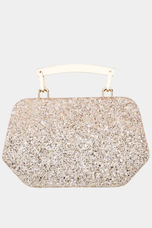 Geometric Glitter Minaudiere With Handle sold by Lord & Taylor