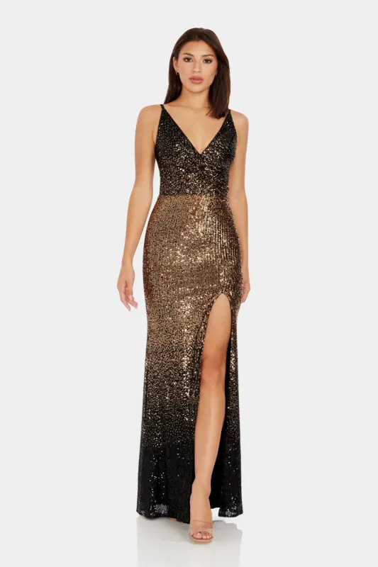 Jordana Surplice Neck Mermaid Gown sold by Lord & Taylor