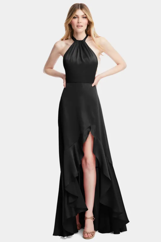 Asymmetric Cascade Ruffle Tie-Neck Maxi Dress sold by Lord & Taylor