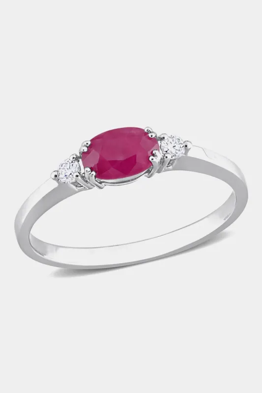 Ruby and Diamond Accent Ring in 18k White Gold sold by Lord & Taylor