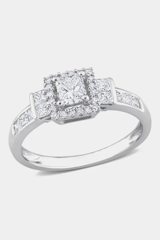 Diamond Princess Cut Center Halo 14k White Gold Ring sold by Lord & Taylor