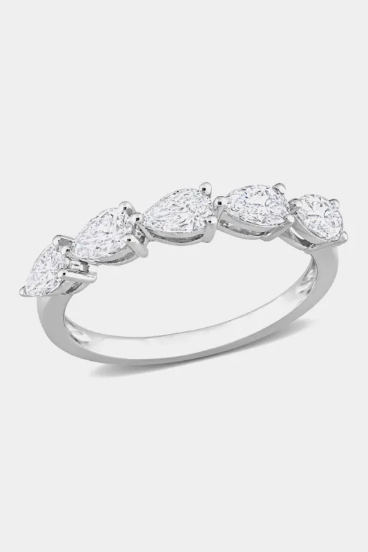 Diamond Pear Cut Semi-Eternity 14k White Gold Band sold by Lord & Taylor