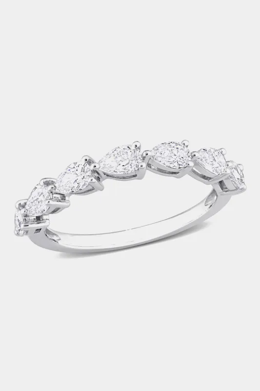 Diamond Pear Cut Semi-Eternity 14k White Gold Ring sold by Lord & Taylor