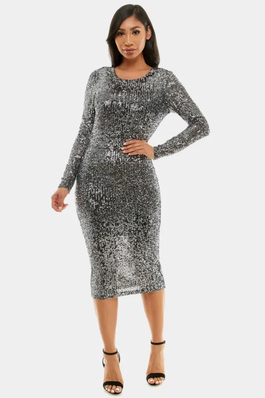 Sequin Cowl Back Midi Dress sold by Lord & Taylor
