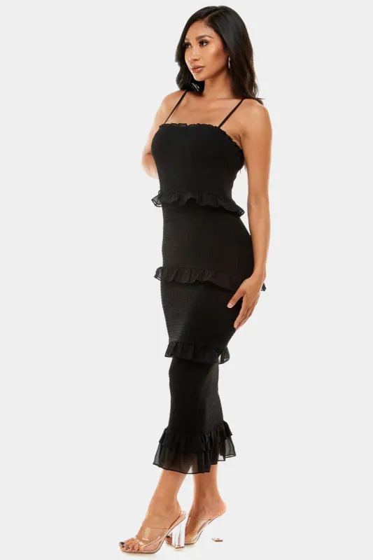 Georgette Ruffle Midi Dress sold by Lord & Taylor