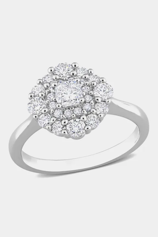 Diamond Cushion Cut Center 14k White Gold Ring sold by Lord & Taylor