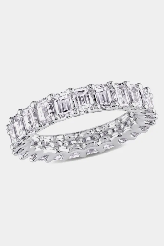 Diamond Emerald Cut Eternity Ring Set in 18k White Gold sold by Lord & Taylor