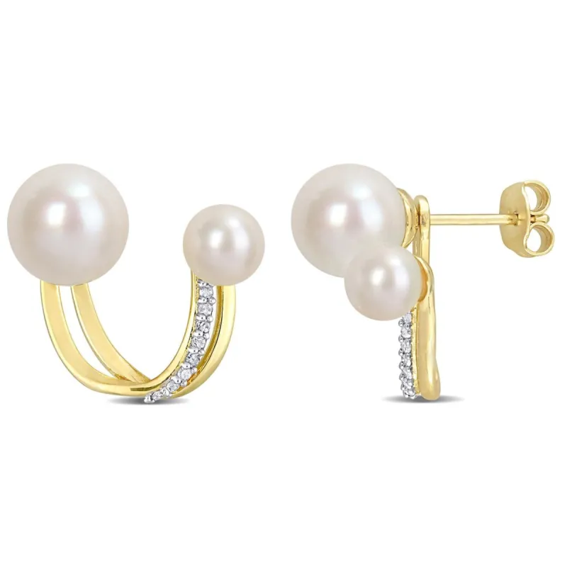 Cultured Freshwater Pearl Diamond Swing Earrings sold by Lord & Taylor
