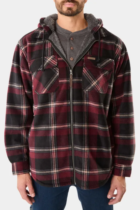 Sherpa-Lined Zip-Front Hooded Microfleece Shirt-Jacket sold by Lord & Taylor
