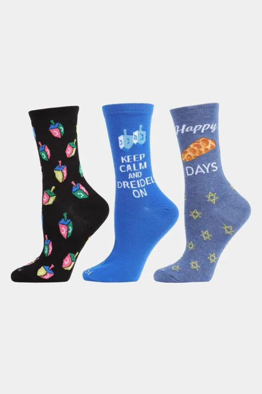 Women's Happy Hanukkah Crew Socks 3-Pair Bundle sold by Lord & Taylor