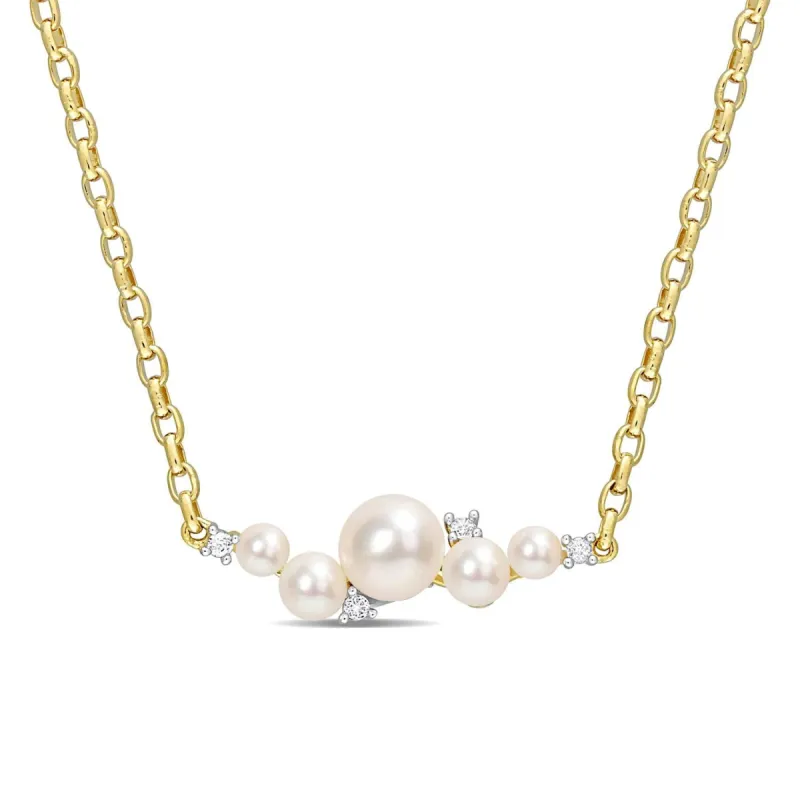 Cultured Freshwater Pearl and White Topaz Bar Necklace sold by Lord & Taylor