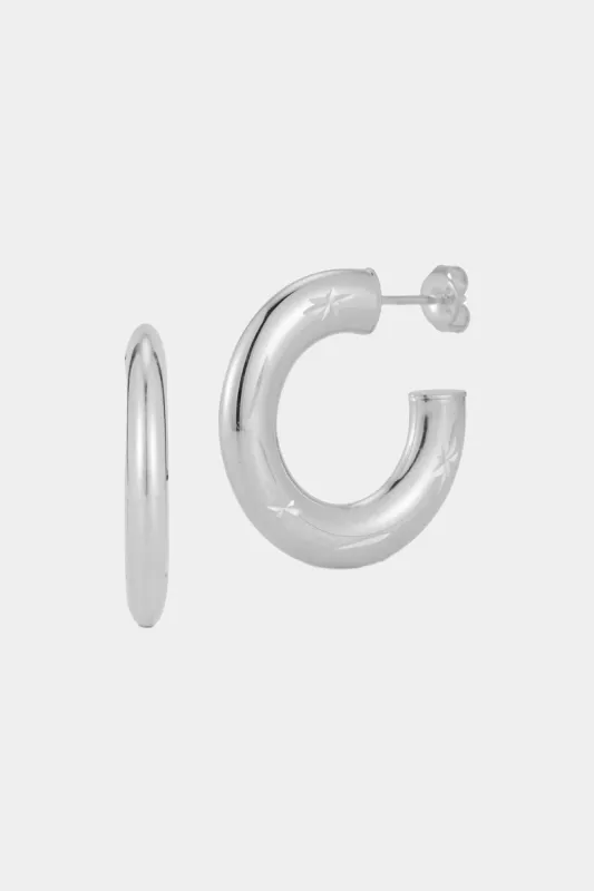 Sterling Silver Starburst Flat Hoops - O/S - Silver sold by Lord & Taylor