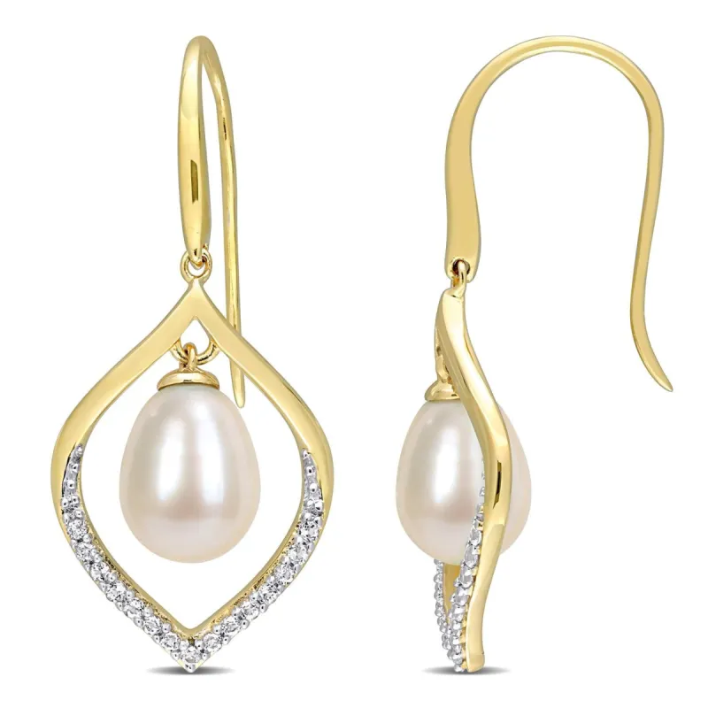 Freshwater Cultured Pearl and White Topaz Earrings sold by Lord & Taylor