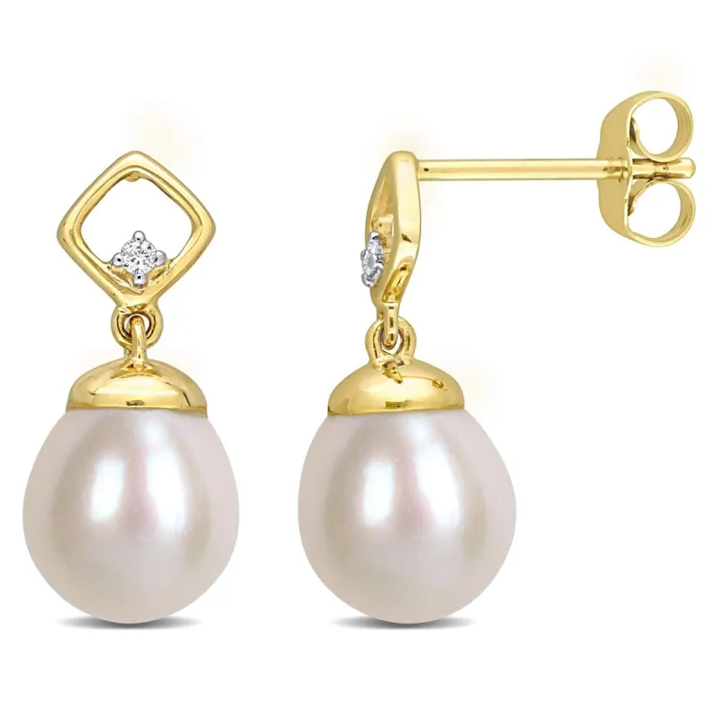 Freshwater Cultured Pearl and Diamond  Earrings sold by Lord & Taylor