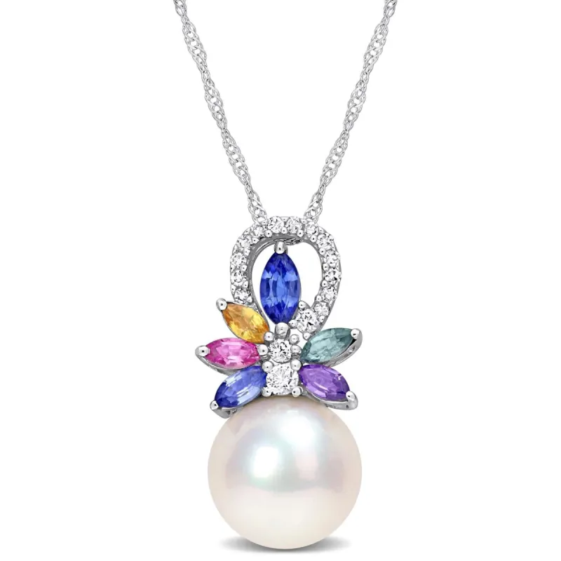Cultured Freshwater Pearl Sapphire Diamond Necklace sold by Lord & Taylor