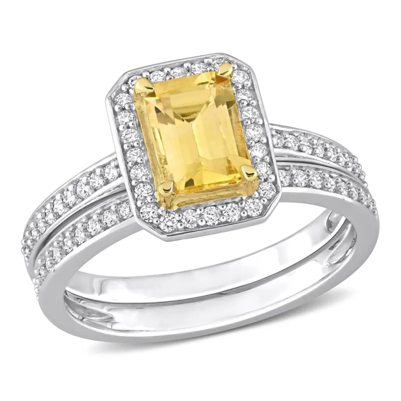 Octagon Cut Yellow Sapphire Ring Bridal Set sold by Lord & Taylor