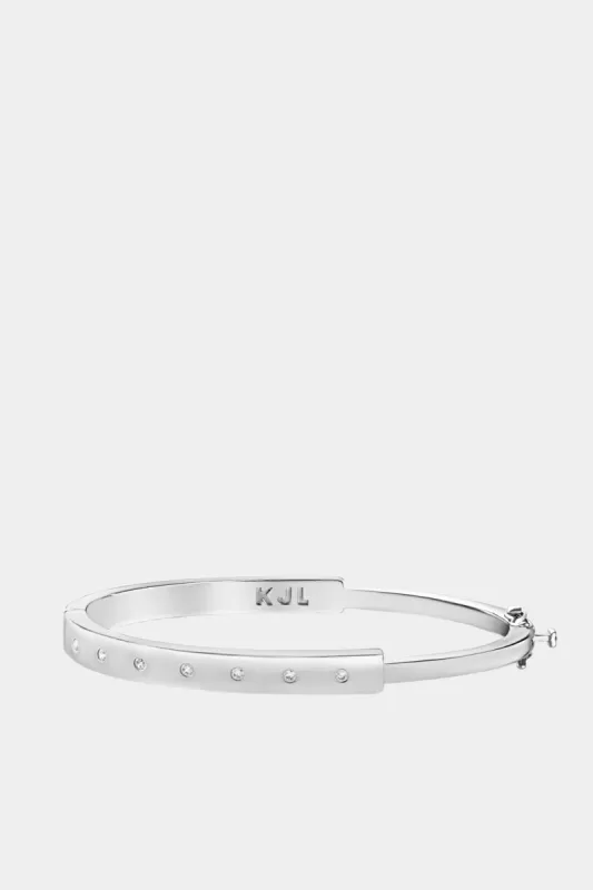 Inlay Cz On Half Front Oval Bangle sold by Lord & Taylor