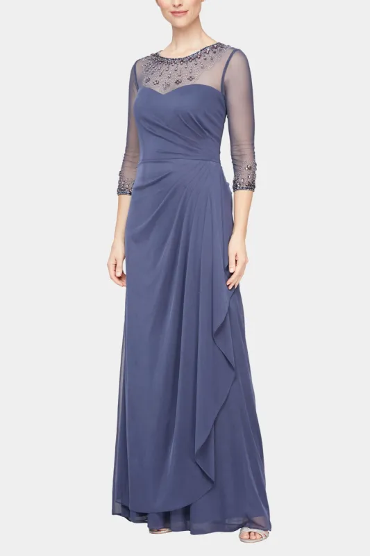 Beaded Illusion Mesh Gown sold by Lord & Taylor