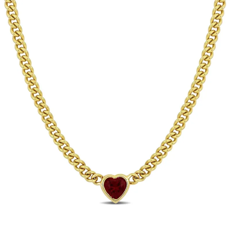 Created Ruby Heart Curb Link Necklace sold by Lord & Taylor