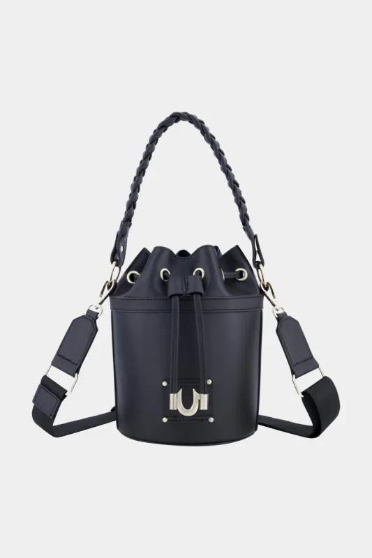 Braided handle bucket bag sold by Lord & Taylor