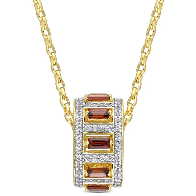 Garnet and White Topaz Barrel Station Necklace sold by Lord & Taylor