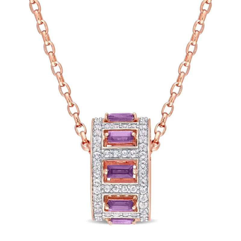 Amethyst and White Topaz Barrel Station Necklace sold by Lord & Taylor