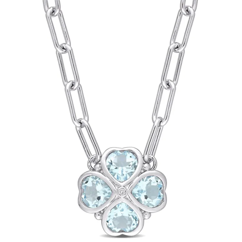 Blue Topaz and Diamond Accent Paperclip Chain Necklace sold by Lord & Taylor