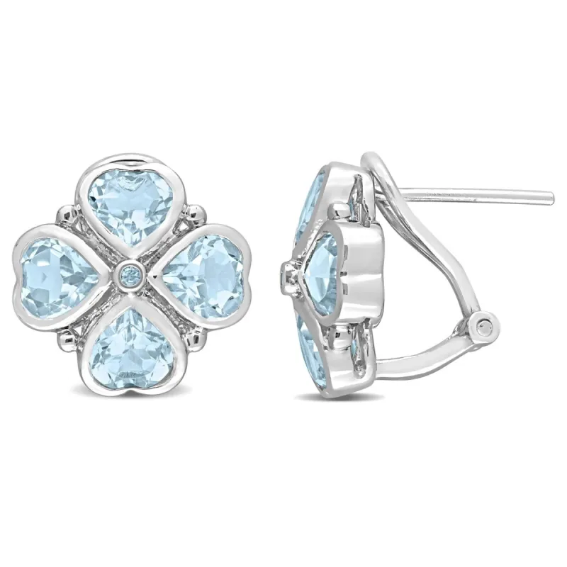 Blue Topaz Floral Clover Heart Earrings sold by Lord & Taylor