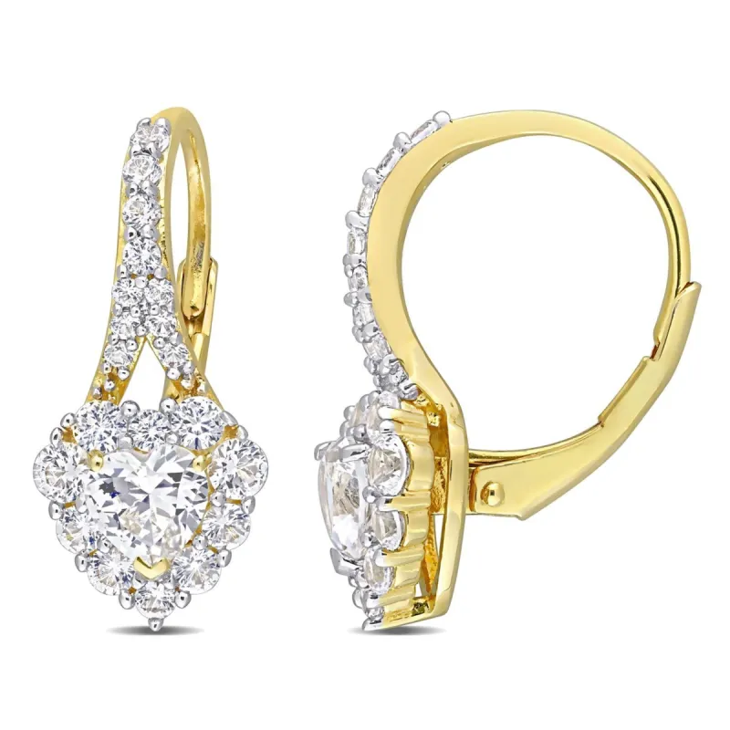 Created White Sapphire Halo Heart Earrings sold by Lord & Taylor