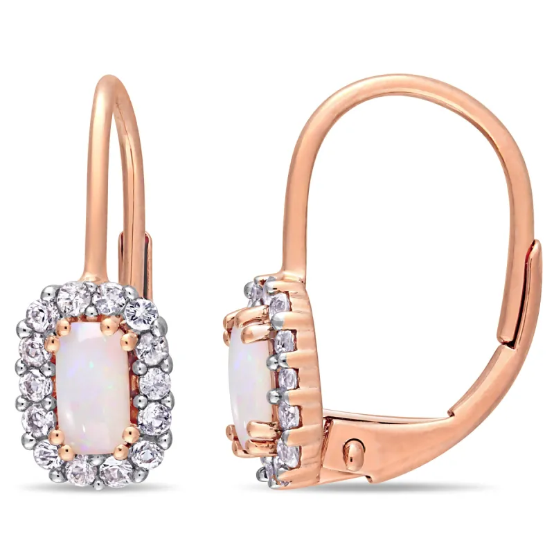 Opal White Sapphire Halo Earrings sold by Lord & Taylor