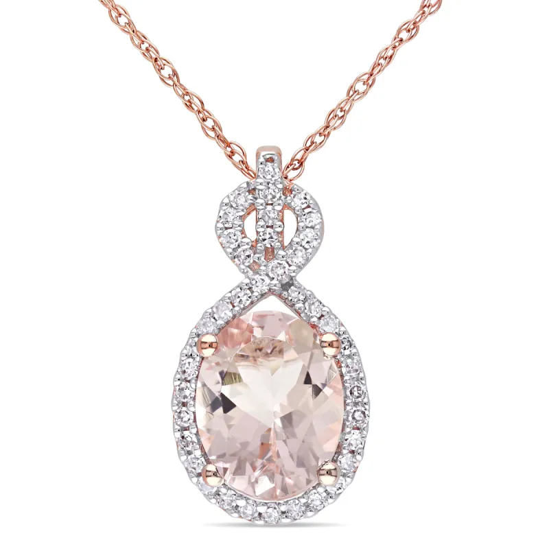 Morganite and Diamond Infinity Halo Necklace sold by Lord & Taylor