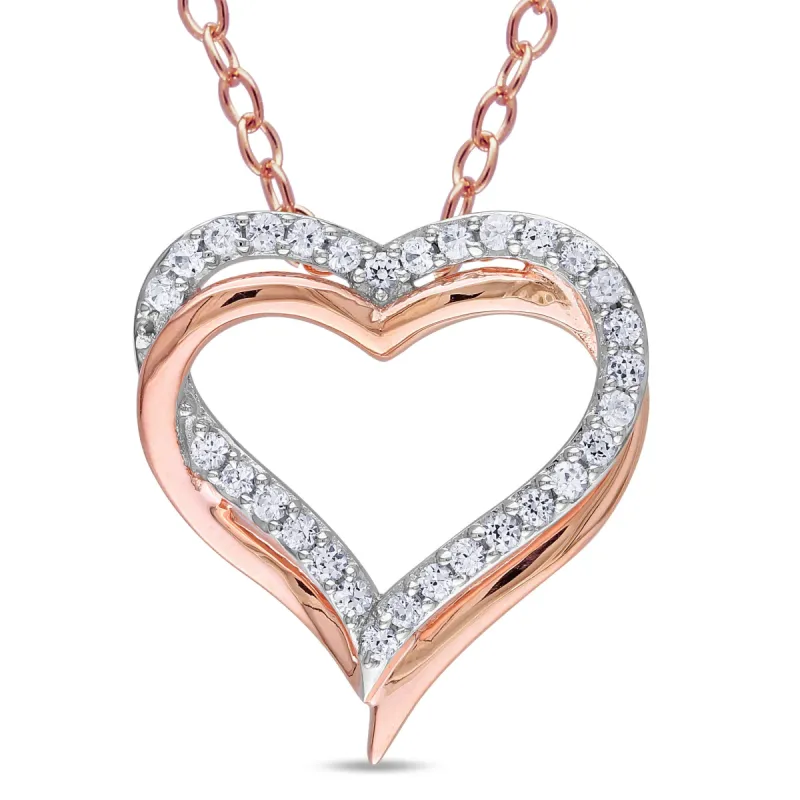 Created White Sapphire Crossover Heart Necklace sold by Lord & Taylor