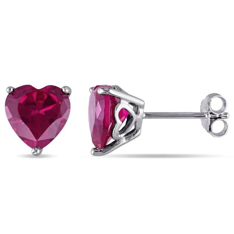 Created Ruby Heart Stud Earrings sold by Lord & Taylor