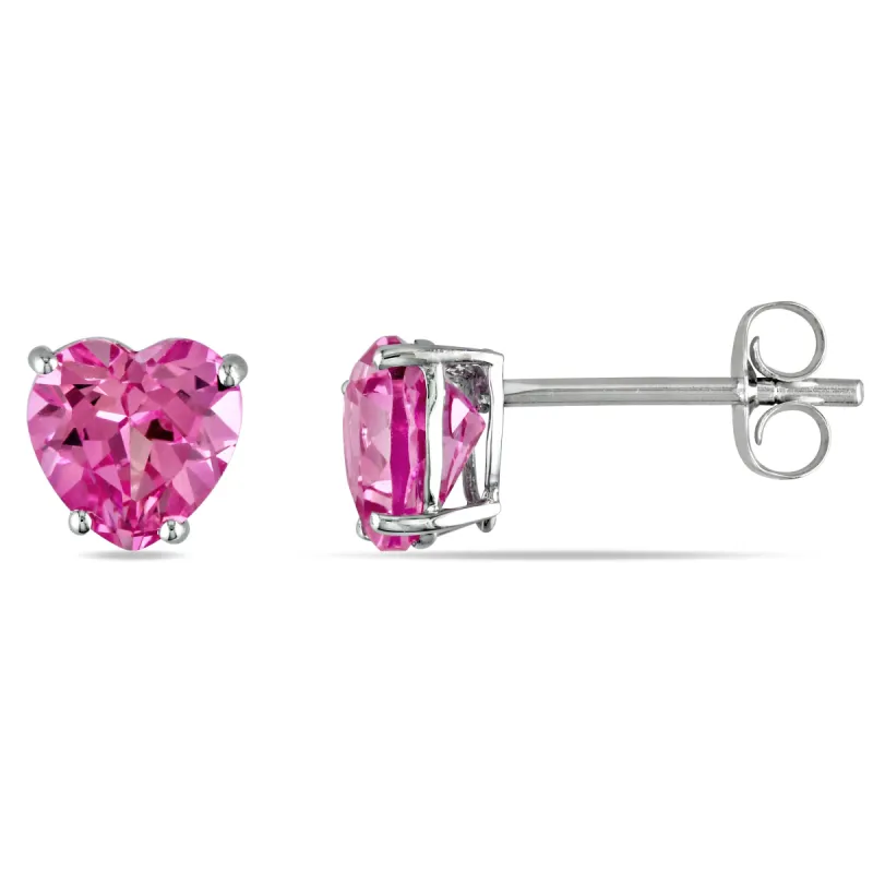 Created Pink Sapphire Heart Stud Earrings sold by Lord & Taylor