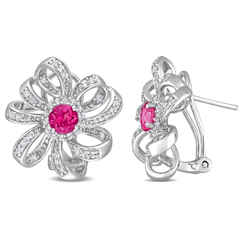Pink Topaz and White Topaz Flower Earrings sold by Lord & Taylor