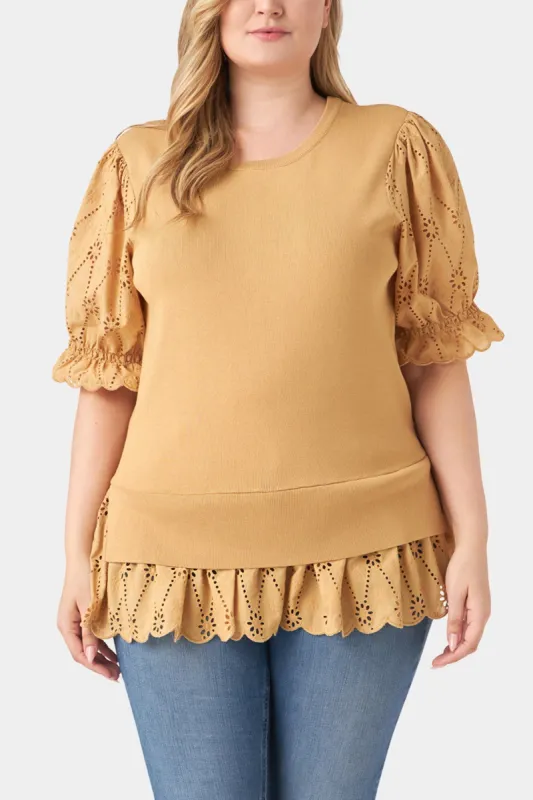 Eyelet Mixed Media Knit Top sold by Lord & Taylor