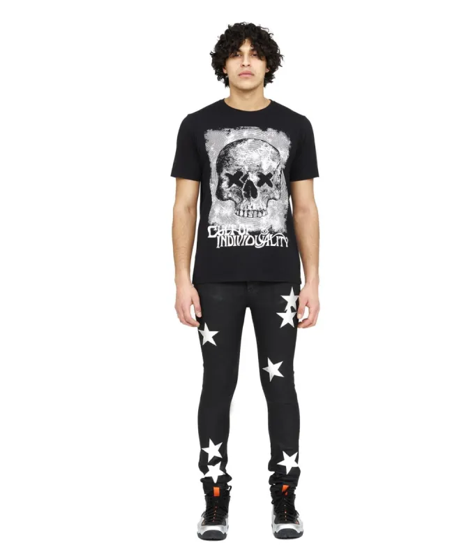 Rocker Destructed Slim Jeans with Logo Belt sold by Lord & Taylor