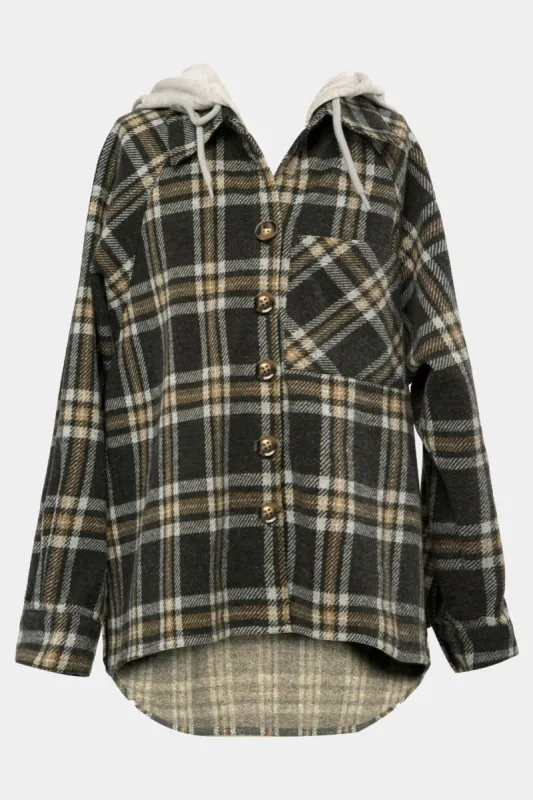 Girls Detachable Hoodie Plaid Oversized Shirt sold by Lord & Taylor