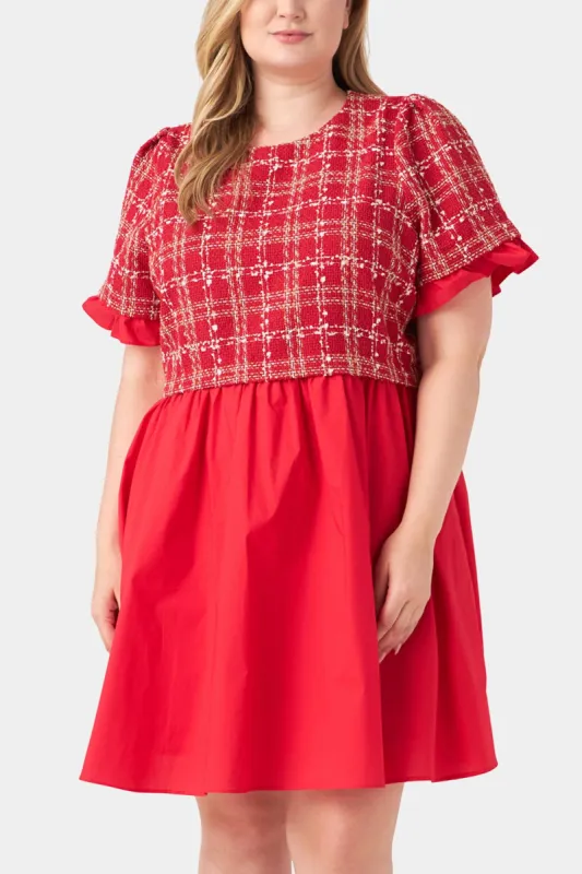 Mixed Media Tweed Poplin Mini Dress sold by Lord & Taylor