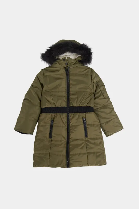 Girls Elastic Waist Long Puffer sold by Lord & Taylor
