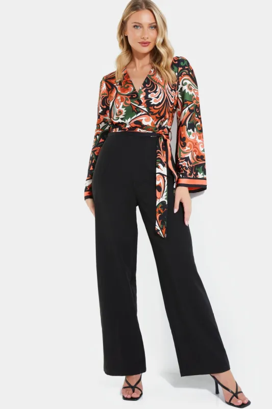 Paisley Satin Palazzo Jumpsuit sold by Lord & Taylor