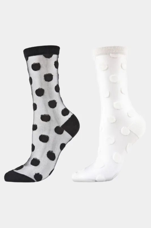 Sheer Polka Dot Crew Socks - Set of 2 sold by Lord & Taylor