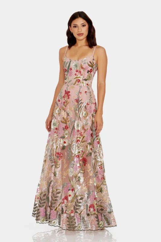 Umalina Sleeveless Sweetheart Fit & Flare Maxi Dress sold by Lord & Taylor