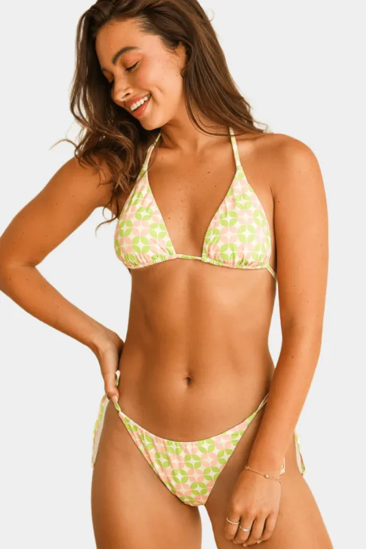 Palm Tie Back Retro Pop Triangle Bikini Top sold by Lord & Taylor