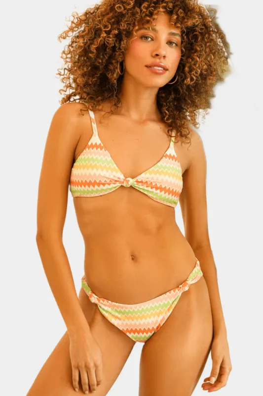 Zen Knotted Triangle Hang Ten Stripe Bikini Top sold by Lord & Taylor