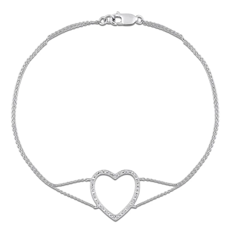 10k White Gold Diamond Heart Chain Bracelet sold by Lord & Taylor