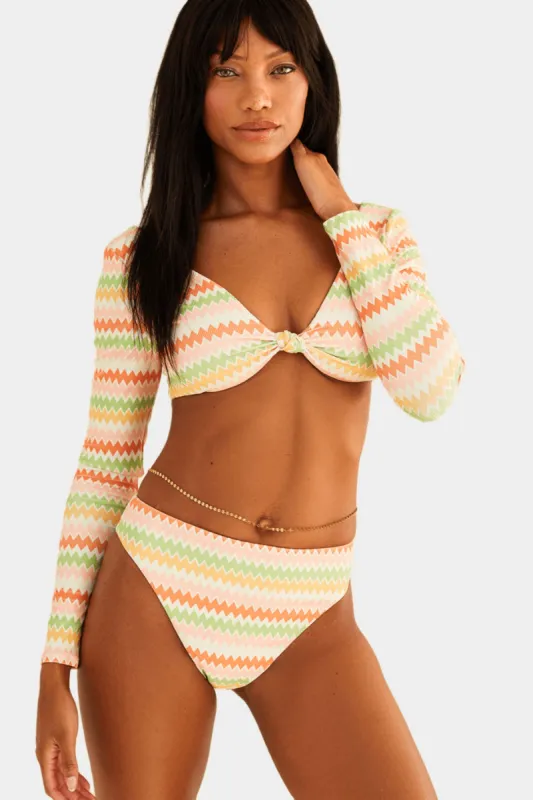 Seashore High Waist Cheeky Bikini Bottom - Hang Ten Stripe sold by Lord & Taylor