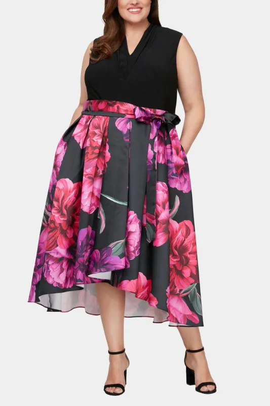Plus Size Sleeveless Printed High/Low Party Dress With Tie Waist Detail sold by Lord & Taylor